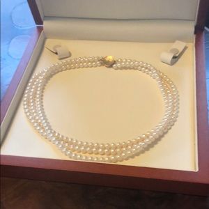 Three strand authentic freshwater pearl necklace